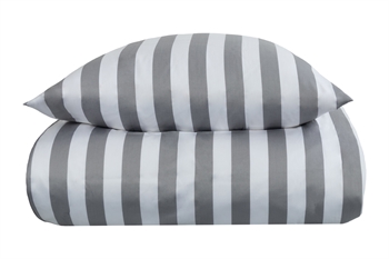 Stripet sengetøy till dubbeldyne - 200x200 cm - Myk bomullsateng - Nordic Stripe - Grå og hvitt sengesett