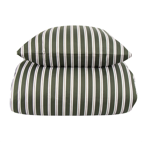 Dobbelt sengetøy 200x220 cm - 100% myk bomullssateng - Stripe green - By Night - Stripete sengesett
