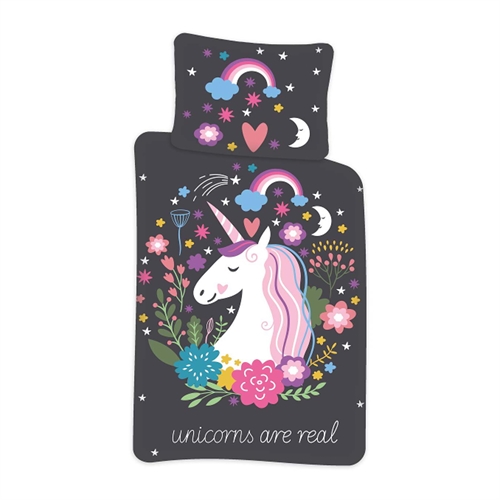 Sengetøy med enhjørningsmotiv - 140x200 cm - Selvlysende sengetøy med enhjørningsmotiv - 100% bomull