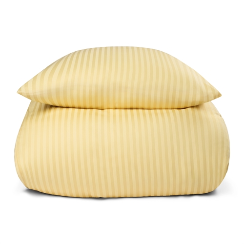 Sengetøy i 100 % bomullssateng - King Size sengesett 240x220 cm - Lysegult ensfarget sengesett - Borg Living