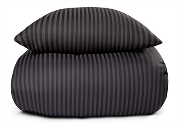 Dobbelt sengetøy - 200x200 cm - 100% bomullssateng - Antrasittgrå ensfarget sengesett - Borg Living