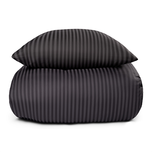 Dobbelt sengetøy i 100 % bomullssateng - 200x220 cm - Mørkegrått ensfarget sengetøy - Borg living