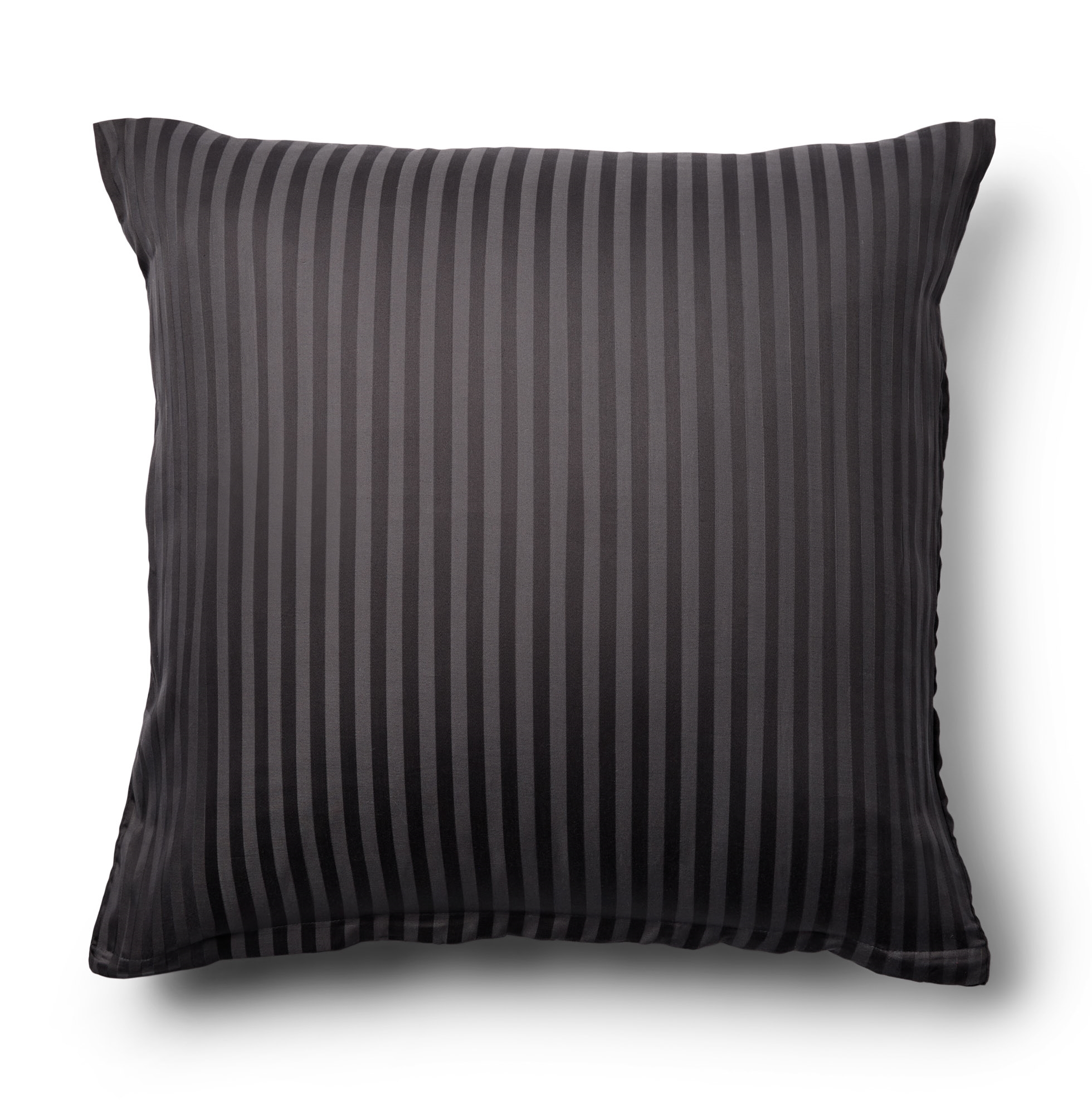 Putetrekk 60x63 cm - 100% bomullssatin - Klassiske mørkegrå striper