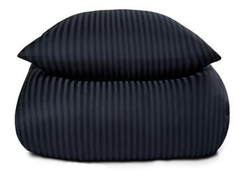 Dobbelt sengetøy - 200x200 cm - 100% bomullssateng - Mørkeblå ensfarget sengesett - Borg Living