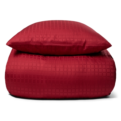 Luksuriøst sengetøy - 140x200 cm - 100% bomullssateng sengesett - Daisy rød - By Night jacquardvevd sengesett