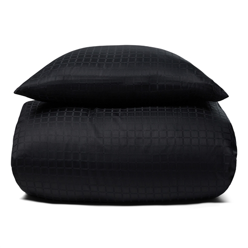 Luksuriøst sengetøy - 140x200 cm - 100 % bomullssateng sengetøy - Daisy svart - By Night jacquardvevd sengesett