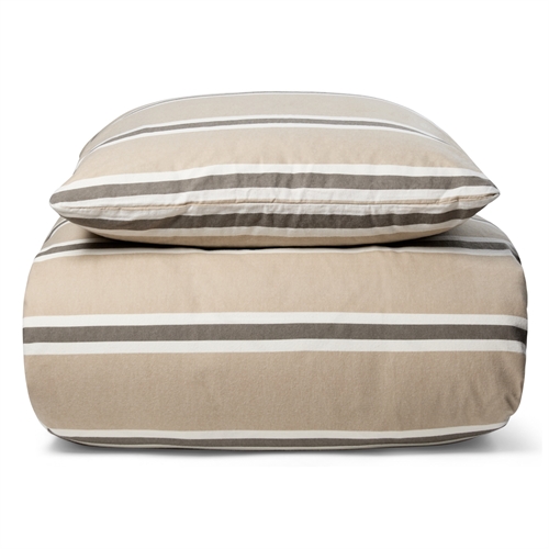 Sengetøy av flanell - 140x200 cm - Stripe beige - 100% bomullsflanell - Nordstrand Home sengesett