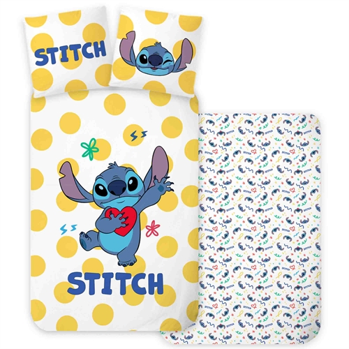 Lilo og Stitch sengetøy 140x200 cm - Vendbart sengesett med Stitch - 100% mykt bomulls sengetøy