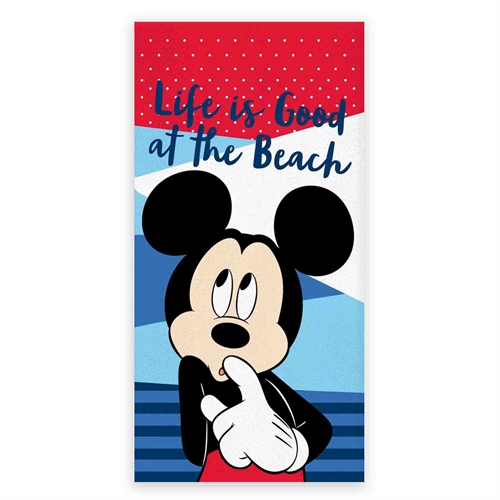 Badehåndkle - Mickey Mouse håndkle - Life Is Good At The Beach - 70x140 cm - 100% myk bomull