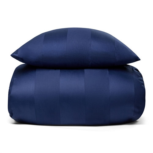 Sengetøy 140x200 cm - 100% bomullssatin - Diana blå - Stripet, jacquardvevet sengetøy - Ekstra mykt sengetøysett fra By Borg