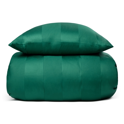 Sengetøy 140x200 cm - 100% bomullssatin - Lone grønn - Stripet, jacquardvevet sengetøy - Ekstra mykt sengetøysett fra By Borg