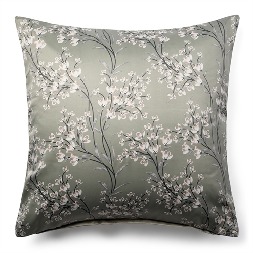 Blomstret putetrekk 60x63 cm - Grønt putetrekk i vendbart design - Satin putetrekk - IN Style