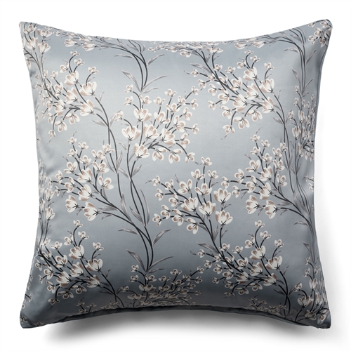 Blomstret putetrekk 60x63 cm - Lyseblått hodeputetrekk i vendbart design - Satin putetrekk - IN Style