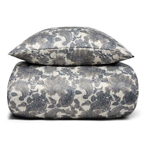 Blomstret sengetøy 140x220 cm - Blått sengetøy i vendbart design - Satin sengetøy - IN Style sengetøy