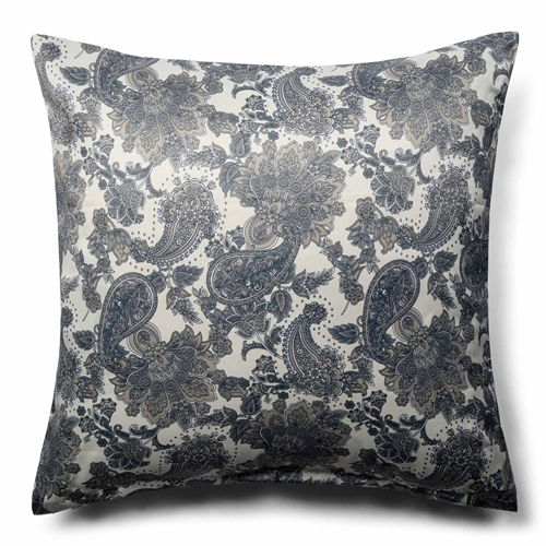 Blomstret putetrekk 60x63 cm - Blått hodeputetrekk i vendbart design - Satin putetrekk - IN Style