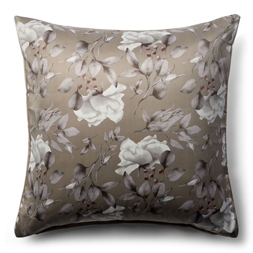 Blomstret putetrekk 60x63 cm - Brunt hodeputetrekk i vendbart design - Satin putetrekk - IN Style