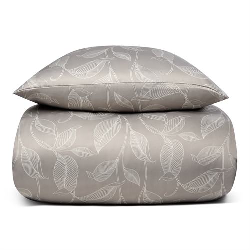 Sengetøy med blader - Sandfarget sengetøy - Satin sengetøy 140x200 cm - IN Style sengetøy