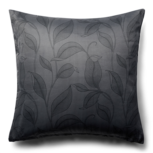 Putetrekk 60x63 cm - Sort hodeputetrekk med blader - Sateng putetrekk - IN Style