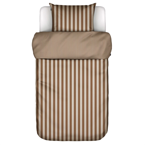 Marc O\'Polo sengetøy - 100% enzymvasket bomullssengesett - 140x200 cm - Classic Stripe Toffee Brown sengetøy