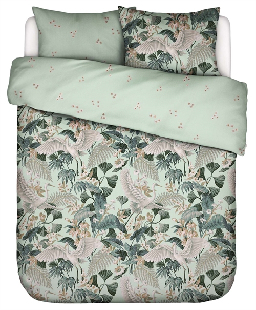 Essenza sengetøy - 200x200 cm - 100% økologisk bomullssateng sengesett - Diem Pistache sengelaken