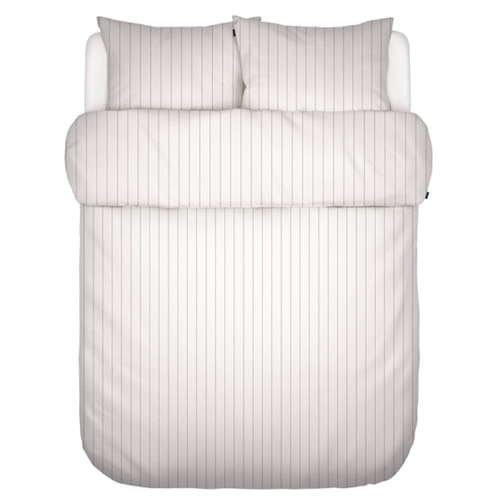 Hvitt sengetøy 200x220 cm - Jora White - Stripete dobbeltdyne sengetøy - 100% bomullssateng - Marc O\'Polo