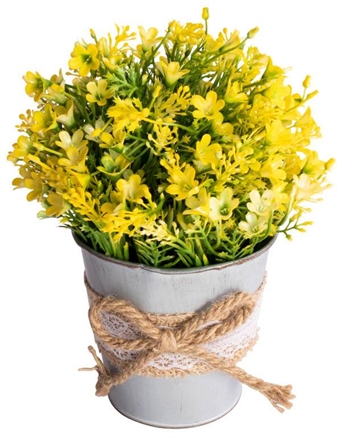 Kunstig Campanula-blomst - Høyde 21 cm - Vakre gule blomster - Kunstig potteplante