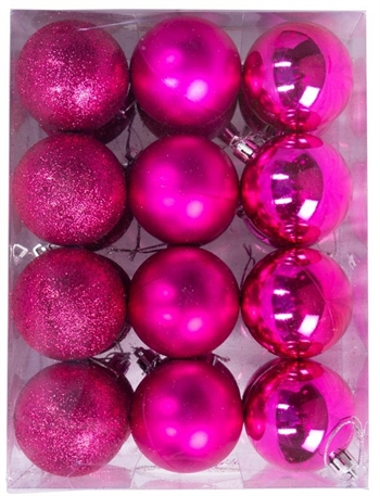 Julekuler - Rosa - Pakke med 24 stk. Måler 6 cm i diameter