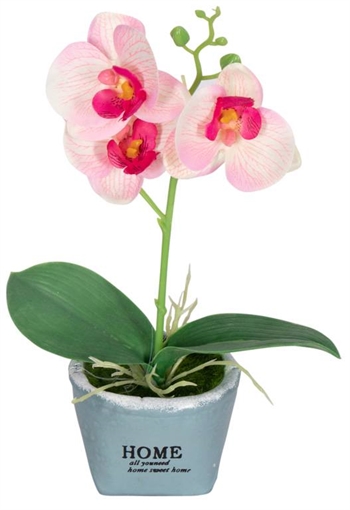 Kunstig rosa orkidé - I et fint skjul - Høyde 26 cm Innredning , Dekorasjon  , Kunstige planter , Kunstige blomster