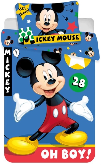 Junior sengetøy - 100x140 cm - Mickey Mouse sengesett for juniorer - 2 i 1 design - 100% bomull