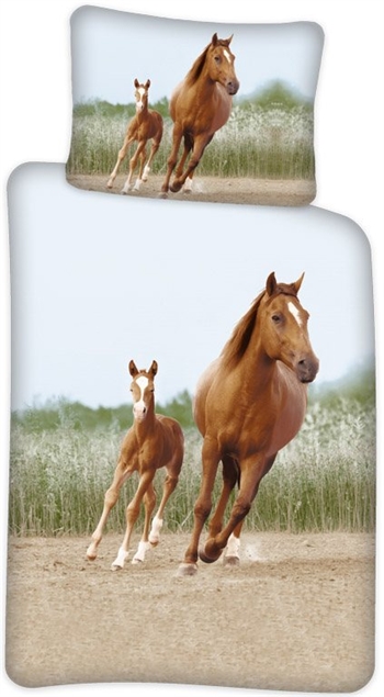 Hestesengetøy med hester - 100x140 cm - sengesett med hester - 100% bomull