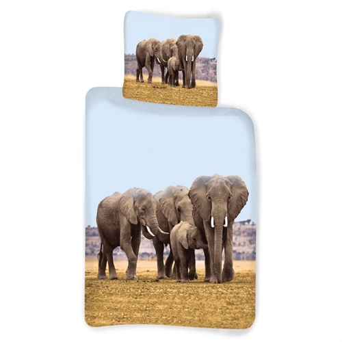 Elefant sengetøy 140x200 cm - Elefant familie - Sengetøy i 100% bomull