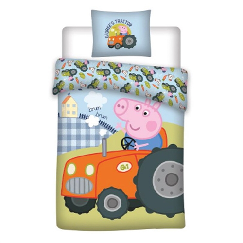 Gustav Gris sengetøy 140x200 cm - Gustav Gris og traktor - 2 i 1 design - 100% bomull