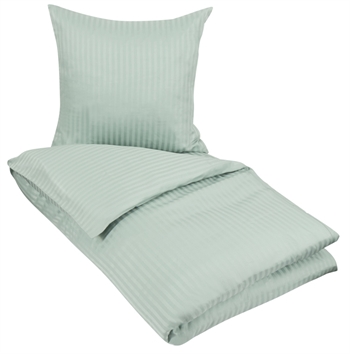 Dobbelt sengetøy - 200x220 cm - 100% bomullssateng - Støvet grønn ensfarget sengesett - Borg Living