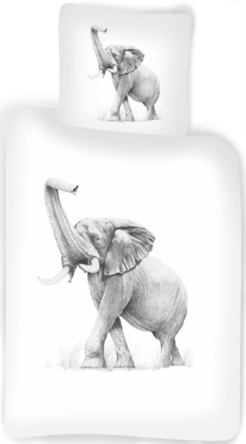 Junior sengetøy - 100x140 cm - Sengesett med elefant - 100% bomull