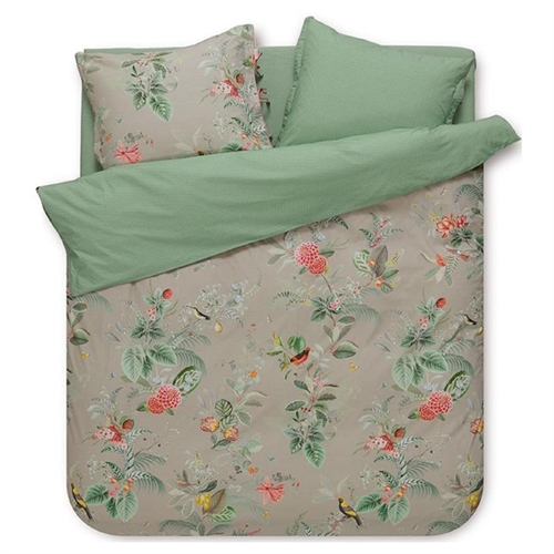 Pip Studio sengetøy - 140x200 cm - Floris Khaki - Vendbart dynetrekk - 100% bomull