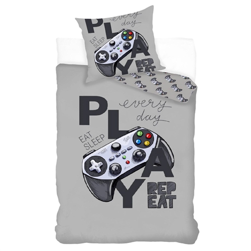 PlayStation sengetøy 140x200 cm - Sengetøy med kontroller - Dynetrekk med 2 i 1 design - 100% bomull