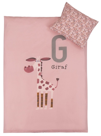 Babysengetøy - 70x100 cm - Giraffe rosa - 100% bomull