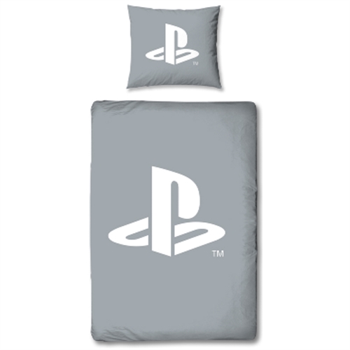 Sengetøy - 140x200 cm - Grått sengesett - PlayStation sengetøy i 100% bomull - Vendbart design