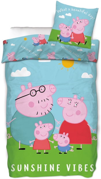 Gurli gris sengetøy - 150x210 cm - Gurli og hele familien - 2 i 1 design - 100% bomull