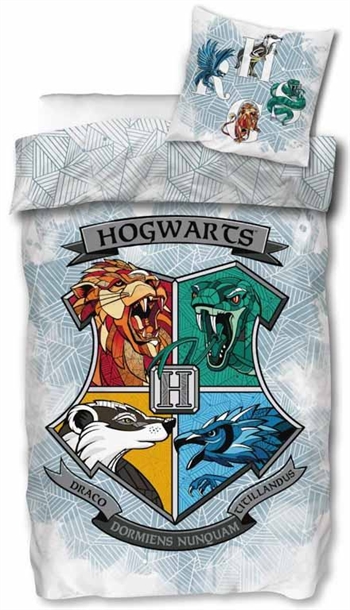 Harry Potter Sengetøy - 140x200 cm - Sengesett med logo fra Hogwarts - 2 i 1 design - 100% bomull Sengetøy , Barnesengetøy , Barne sengetøy 140x200 cm
