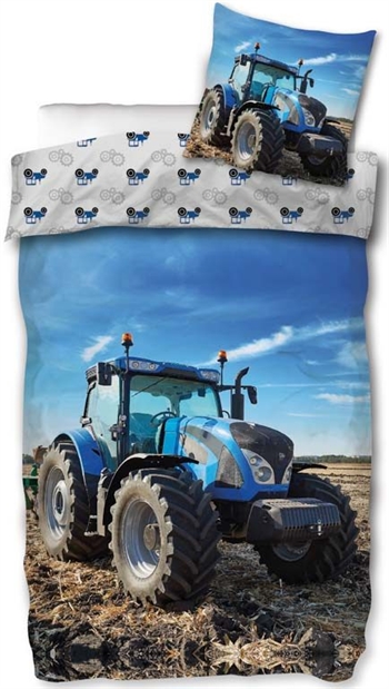 Sengetøy - Blå traktor - 140x200 cm - 100% bomull