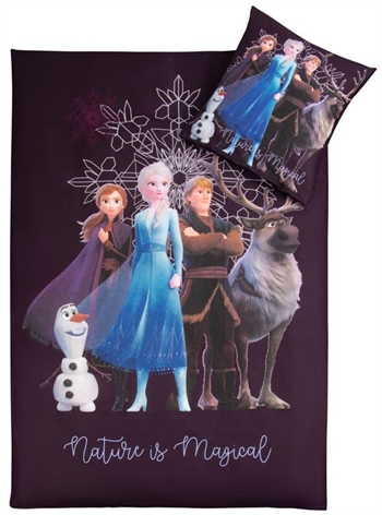 Frozen sengetøy - 140x200 cm - Frosset sengetøysett med alle de kjente karakterene - 2 i 1 design - 100% bomull