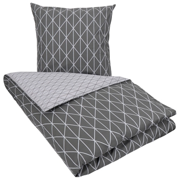 Dobbeldyne sengesett - 200x220 cm - 100% bomull - Harlequin grey - Borg Living Sengetøy , Dobbelt sengetøy , Dobbelt sengetøy 200x220 cm