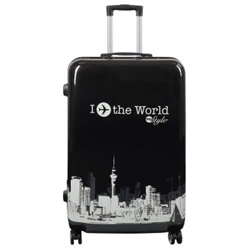 Stor koffert - Hardcase koffert med motiv - New York city - Svart - Eksklusiv lettvekt koffert