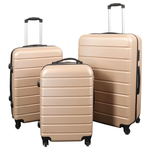 Kofferter - Sett med 3 stk. - Eksklusivt hardcase koffertsett salg - Gullfarget med striper