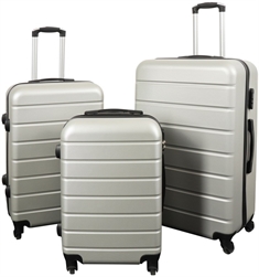 Koffertsett med 3 stk i forskjellige størrelser i grå - Hard plast
