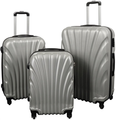 Koffertsett med 3 stk i forskjellige størrelser i grå - Hard plast