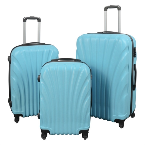 Koffertsett - 3 stk. - Praktisk hardcase lettvekt koffert - Musling lyseblå