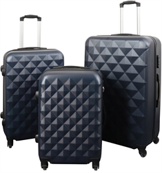 Koffertsett med 3 stk i forskjellige størrelser i mørkblå - Hard plast