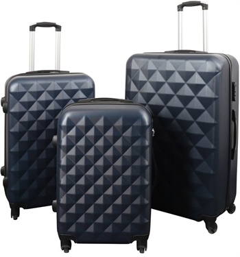 Koffertsett med 3 stk i mørkblå - Hard ABS / polykarbonat